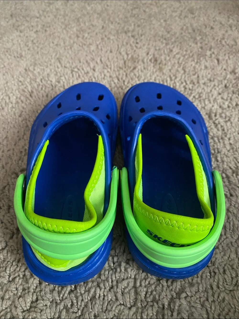 Skechers Blue Clog-Style Water Shoes with Neon Green Trim